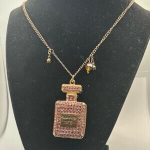 Vintage Gold & Pink Parfum Necklace